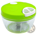 Manual food chopper 900ml green and white plastic hand-cranked vegetable and meat grinder with clear glass bowl