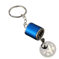 Blue metallic manual gear shift car keychain metal with silver accents and a ball shaped knob for car keys