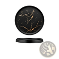 Black marble ceramic plate with gold veining tray measuring 20cm diameter and 2cm depth