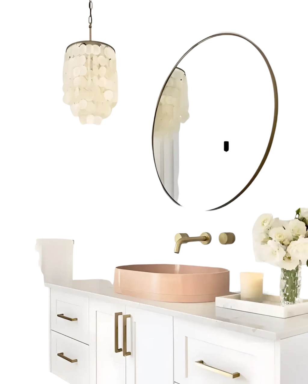 Rose gold vessel sink paired with marble subway tile backsplash peel and stick 10pcs for bathroom decor
