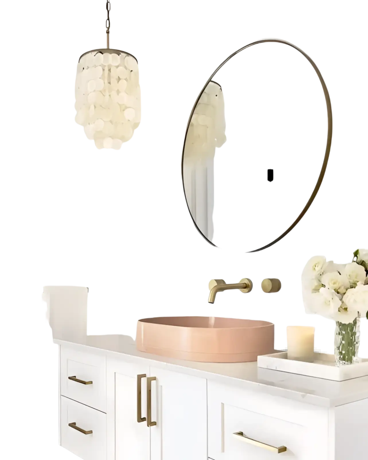Rose gold vessel sink paired with marble subway tile backsplash peel and stick 10pcs for bathroom decor