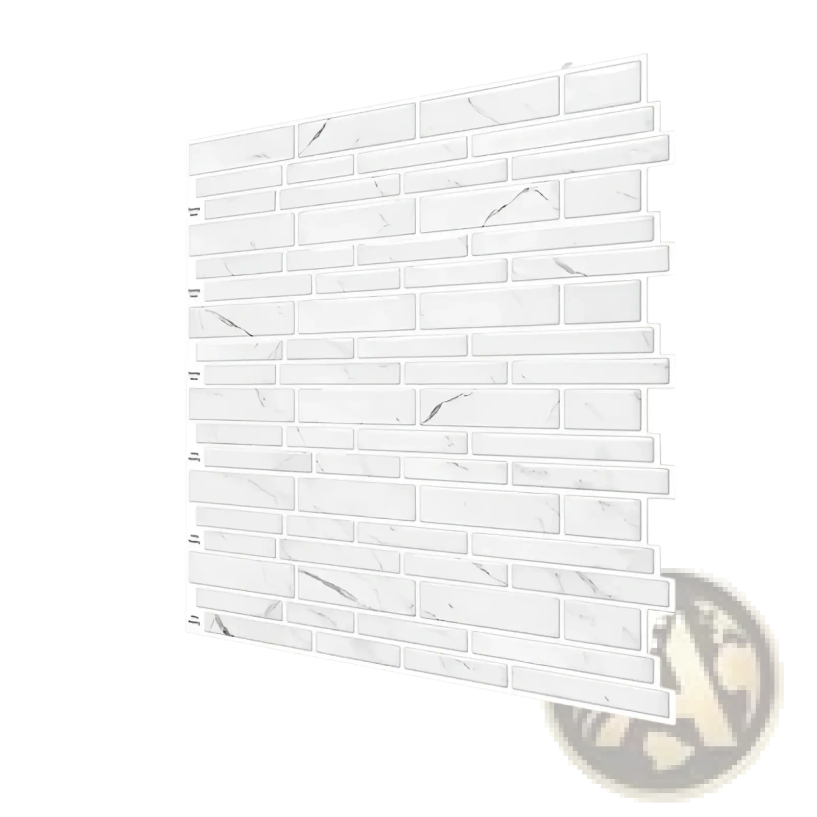 Marble subway tile backsplash peel and stick 10pcs featuring white marble-effect brick panels with gray veining ideal for modern interiors