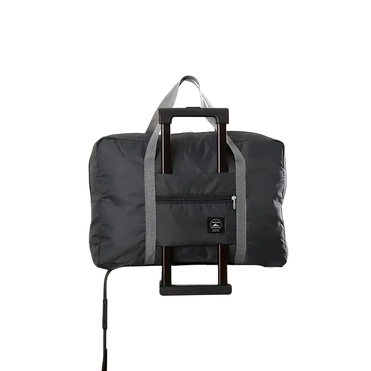 Markroyal large capacity travel duffle bag black foldable suitcase with gray straps and retractable handle for travel