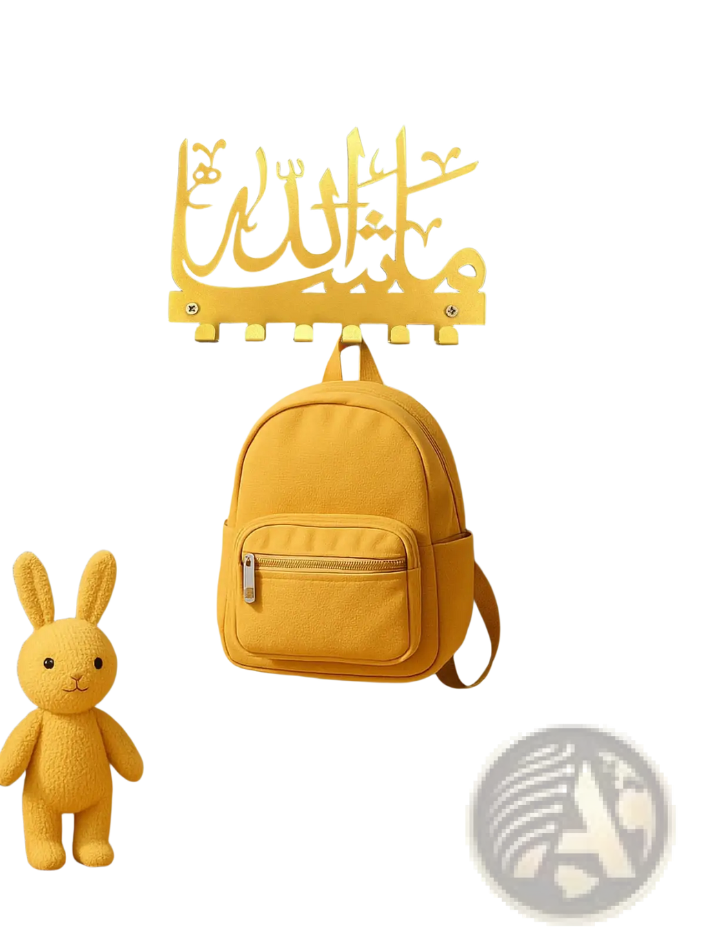Yellow canvas backpack with front zipper pocket and adjustable shoulder straps for daily use