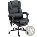 Black leather massage office chair with high back armrests and footrest for ergonomic comfort and support