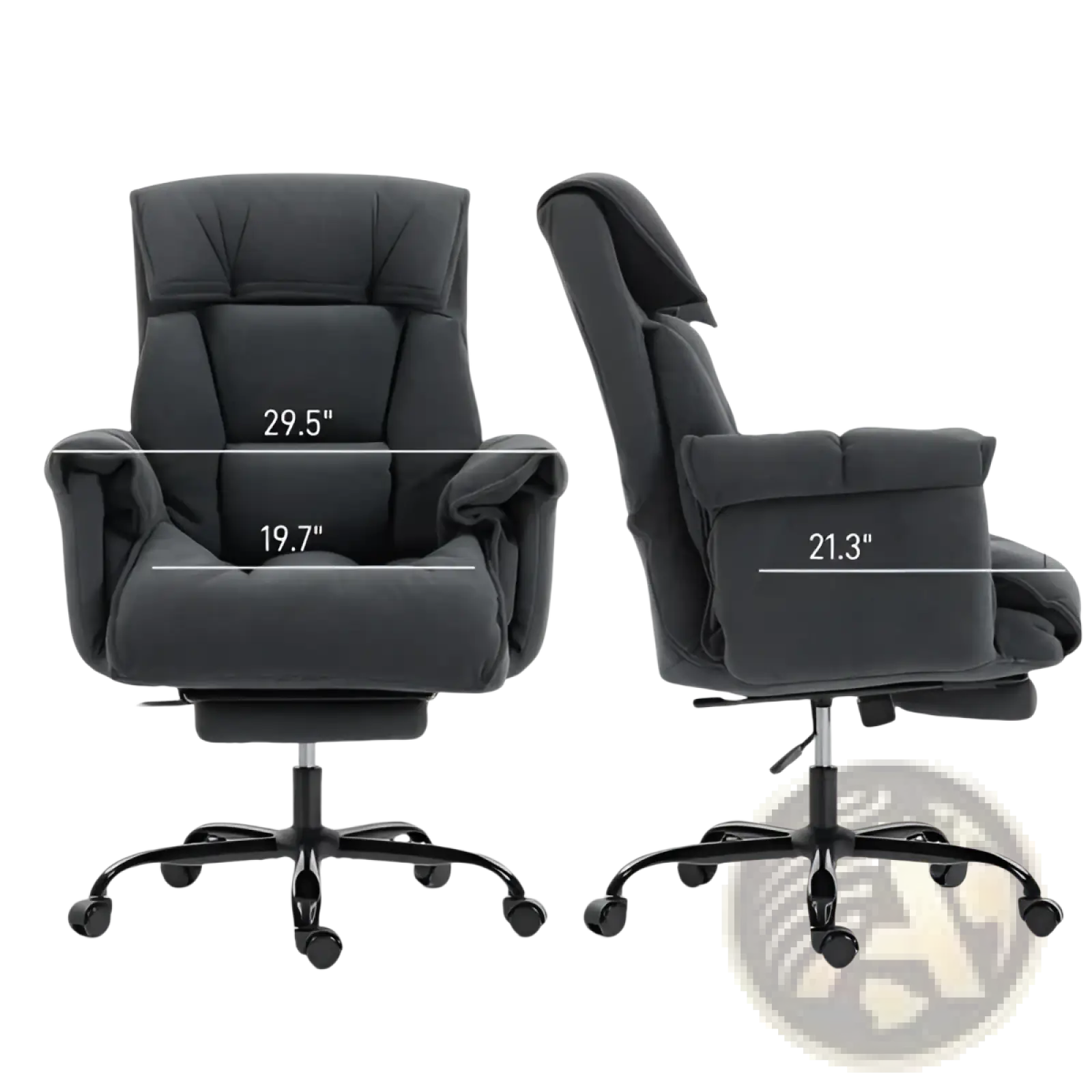 Black leather massage office chair with adjustable lumbar support reclining features and footrest for comfort