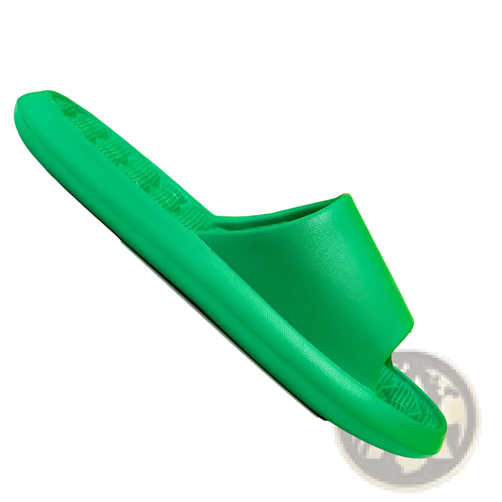 Vibrant green massage slippers honeycomb textured rubber slides with smooth textured sole and contoured footbed
