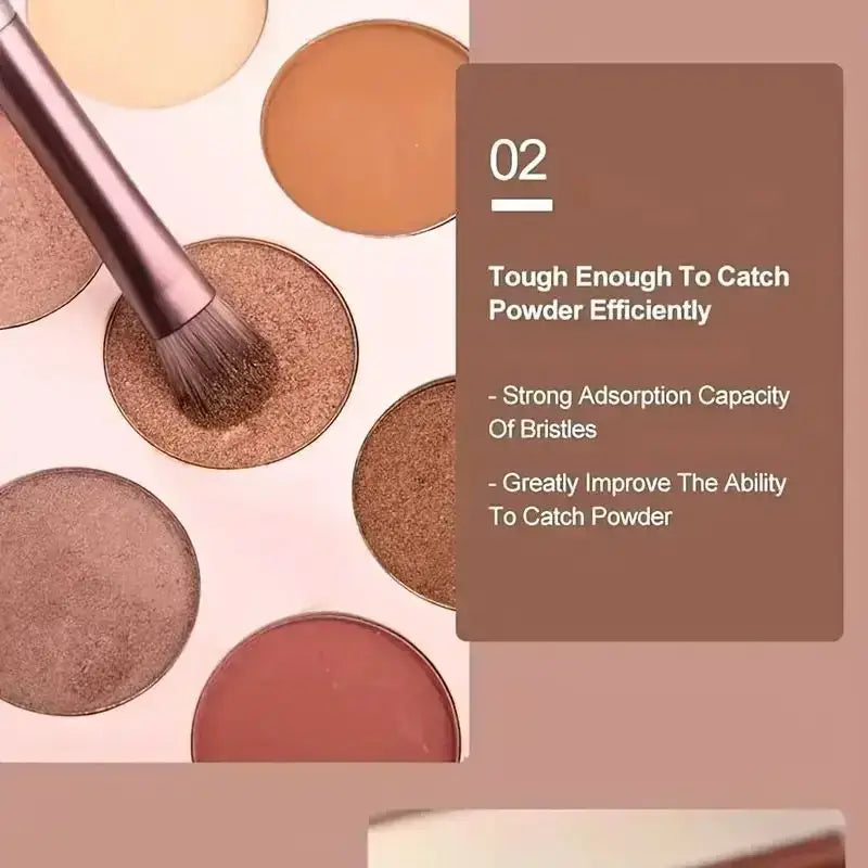 A sleek metallic-finish makeup brush with dense bristles from the refreshing matcha green 13-piece makeup tool set