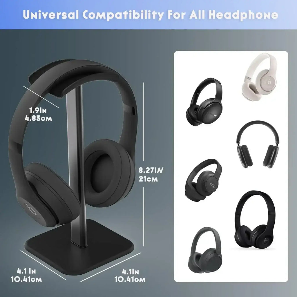 Black matte aluminum headphone stand with sleek minimalist design ideal as a stylish earphone stand