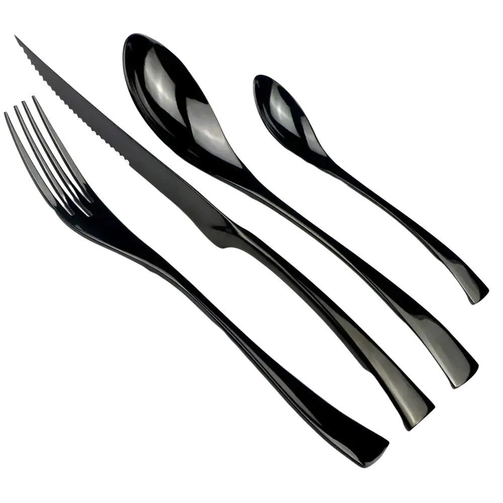 Matte black flatware set stainless steel cutlery 24pcs with sleek modern design and black matte finish