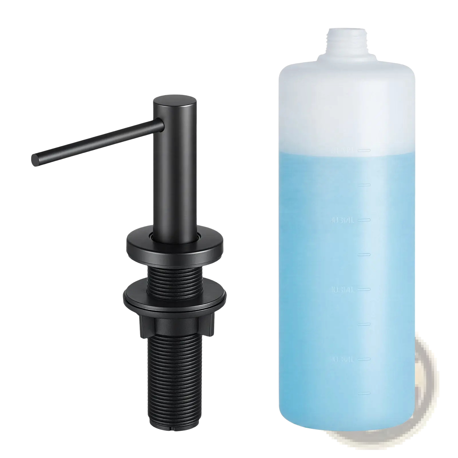 Matte black kitchen soap dispenser with sleek modern design black matte finish and threaded base for sink mounting