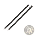 Two sleek matte black stainless steel curb chain bracelets with polished silver-toned clasps in cuban link design