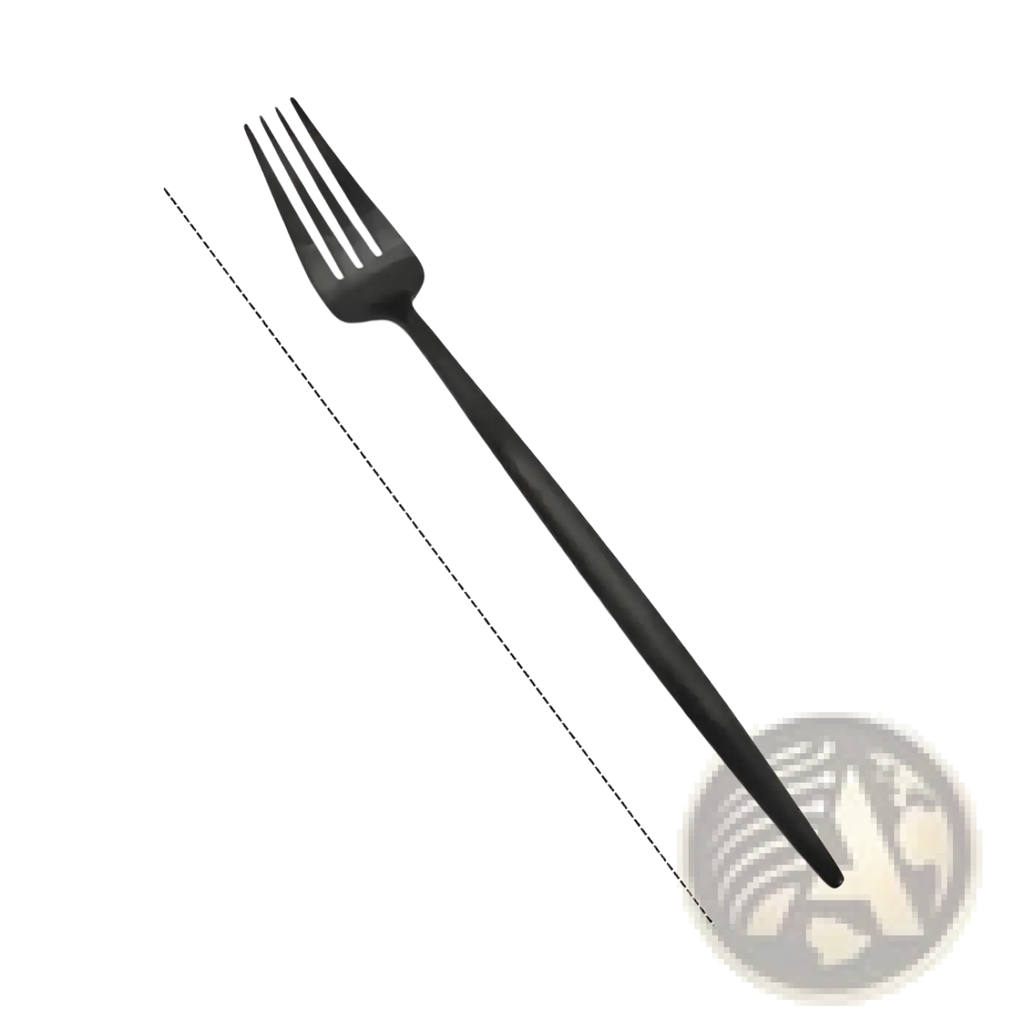 Matte black stainless steel dinner fork with a 22cm length from a 60 piece tableware set
