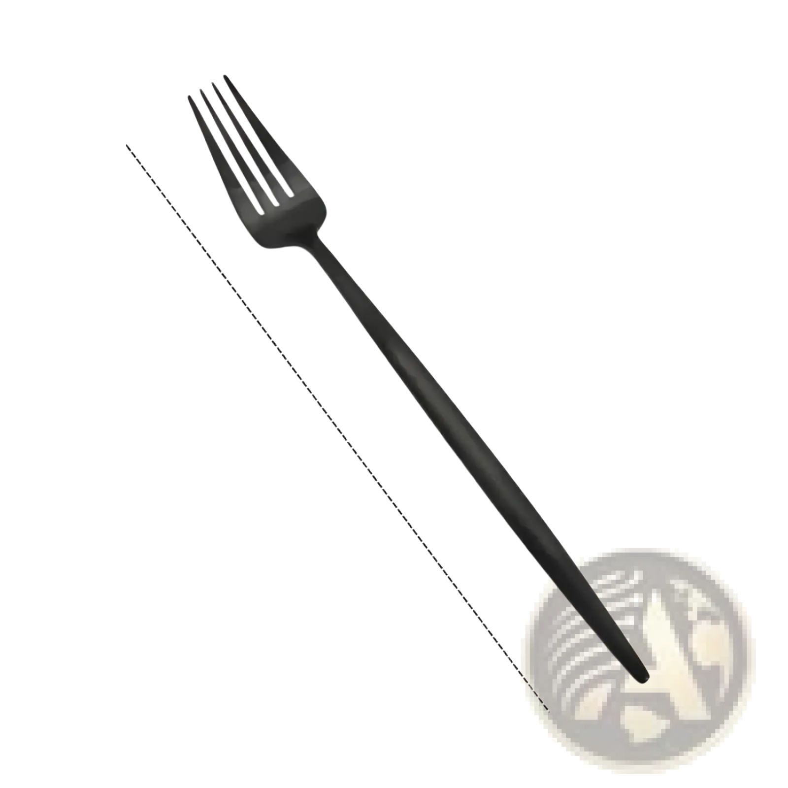 Matte black stainless steel dinner fork with a 22cm length from a 60 piece tableware set