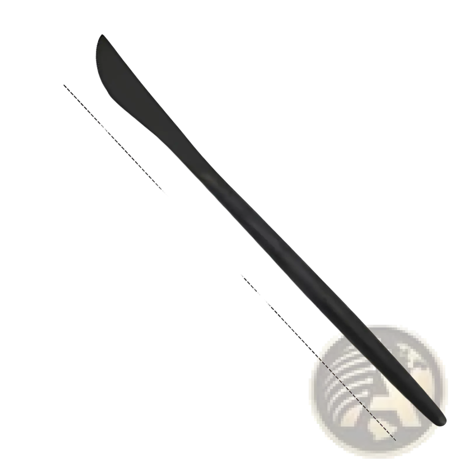 Black dinner knife with sleek matte finished blade and handle from matte black stainless steel cutlery 60 piece set