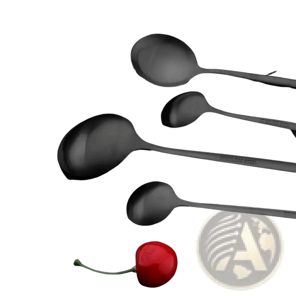 Set of black matte-finished stainless steel measuring spoons from matte black stainless steel flatware dinnerware set