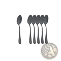 Set of six matte black stainless steel tea spoons 14 cm long with a sleek modern design for flatware use