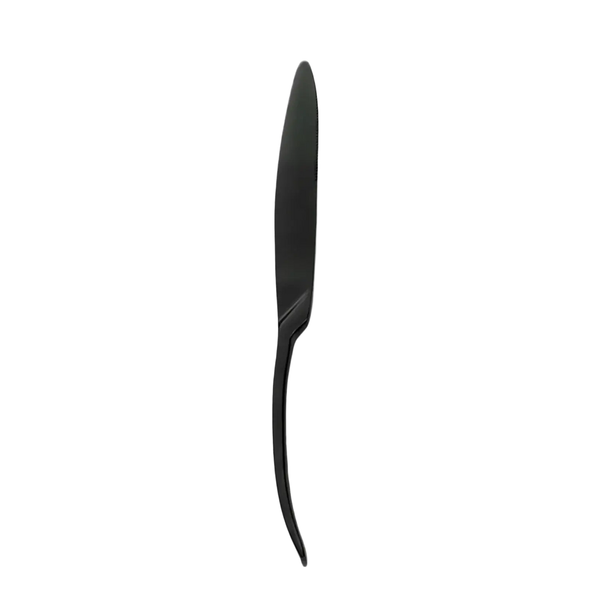 Matte black stainless steel dinner knife with sleek modern design and matte finish from flatware set