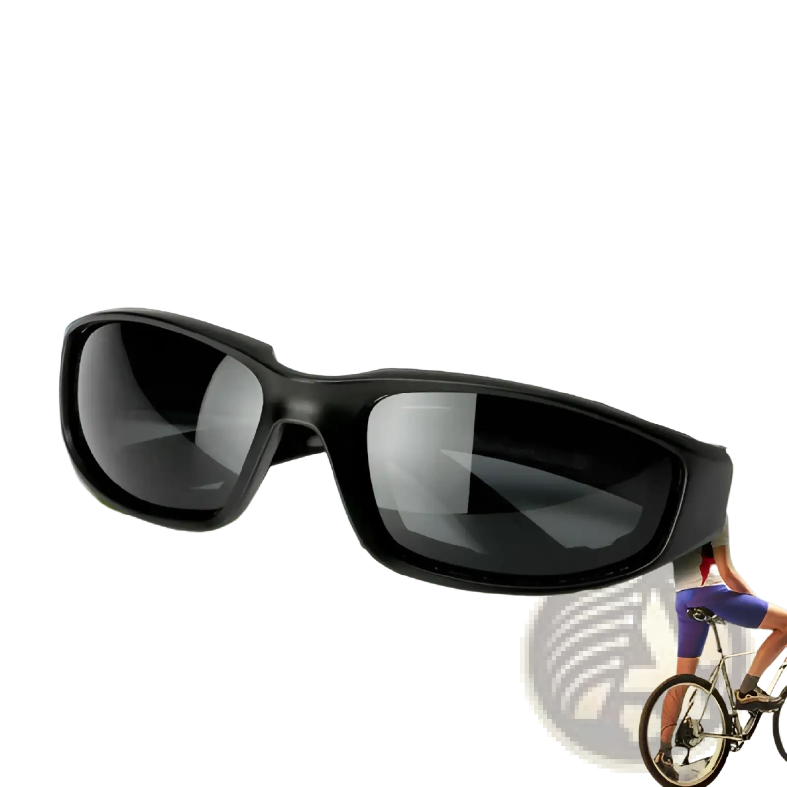 Matte black wind resistant motorcycle riding goggles with black frames and dark mirrored lenses for outdoor sports