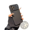Black matte full body iphone 13 pro max case with camera lens cover shown from the back side