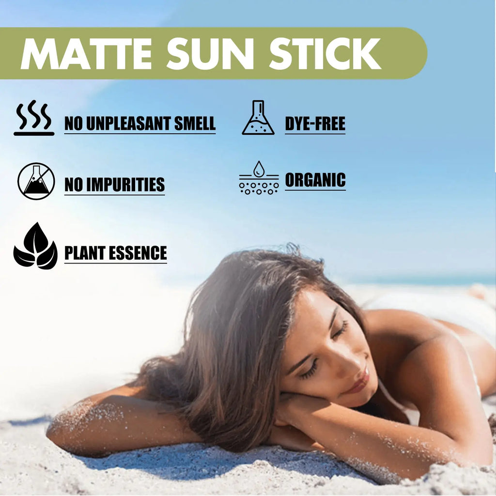Matte sun stick spf 50 moisturizing skincare cream with sleek non-greasy finish and natural plant-based ingredients
