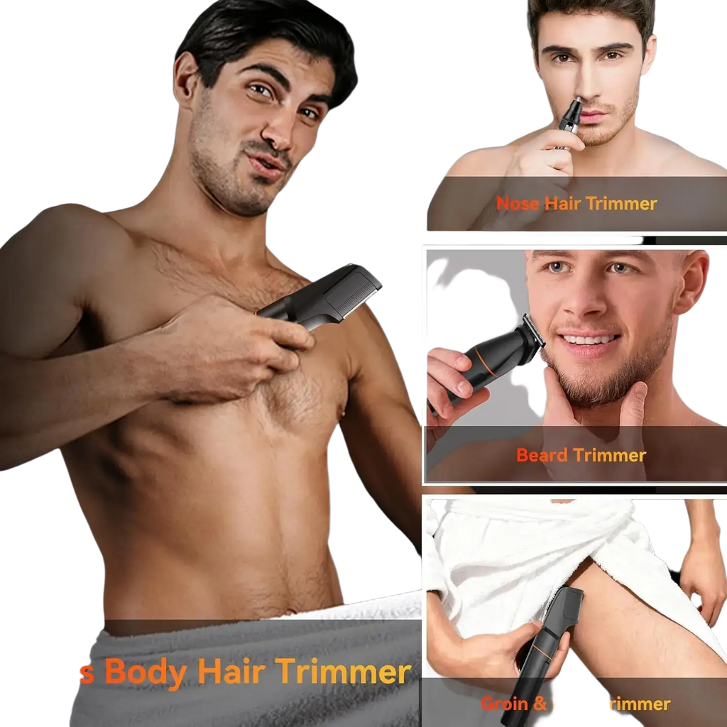 Black maxgroom 4 in 1 body hair trimmer with ipx6 waterproof design interchangeable trimmer head for nose beard and groin grooming