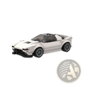 White lego-style mazda rx7 fc3s building block supercar model with black-tinted windows and gray wheels