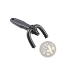 Black plastic-handled meat trimmer with cow head design and stainless steel blade for precise slicing