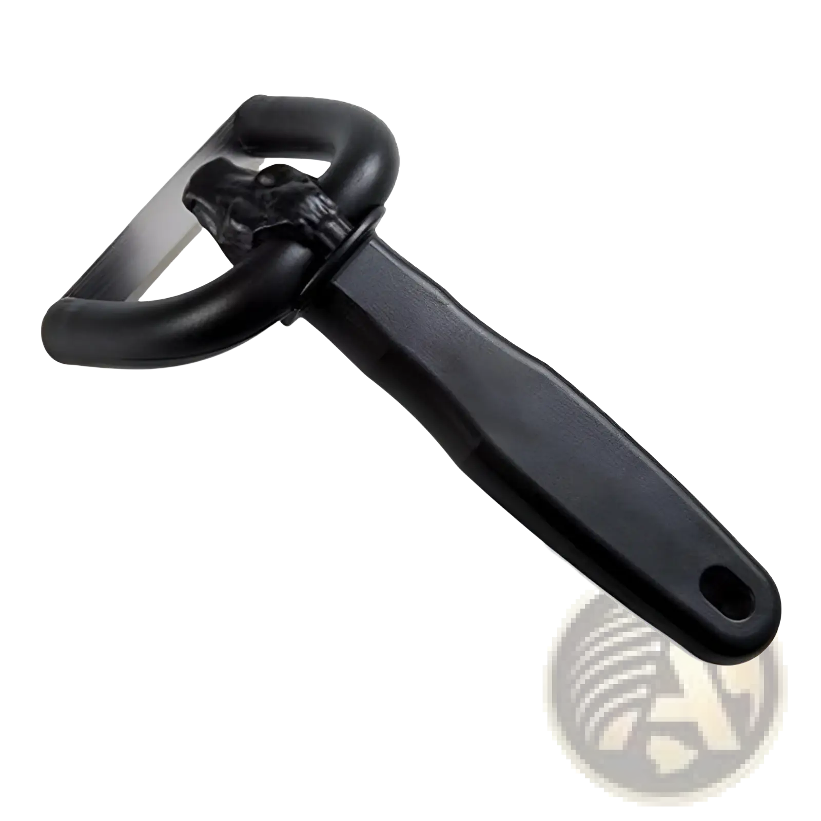 Black skull-themed meat trimmer with stainless steel blade and matte finish handle for precise slicing and peeling