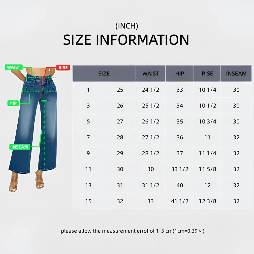 Medium blue denim wide leg jeans with a straight cut and classic stitching details in blue material