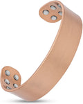 Mega strength magnetic copper therapy cuff bracelet in rose gold tone with smooth curved design and six magnets per end