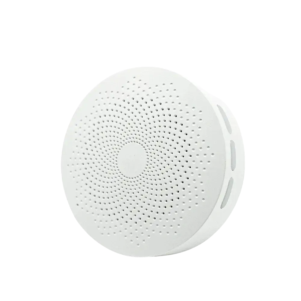 Meian Tuya zigbee 3.0 smart home gateway hub white circular eu plug with perforated sleek plastic design