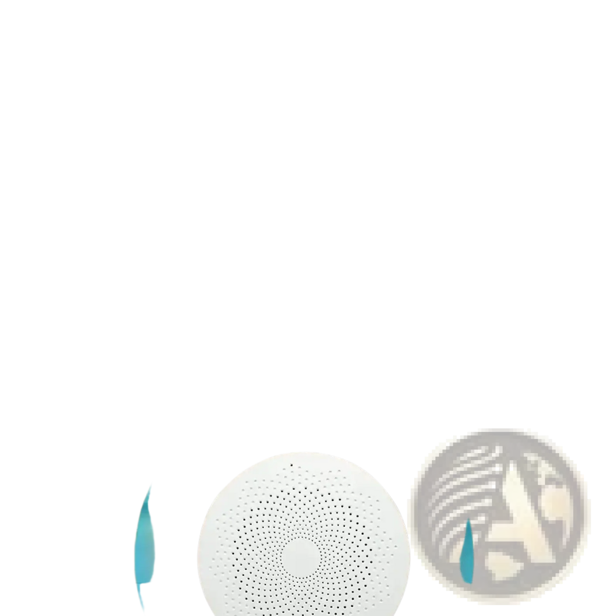 White circular meian tuya zigbee 3.0 smart home gateway hub with perforated surface for device control