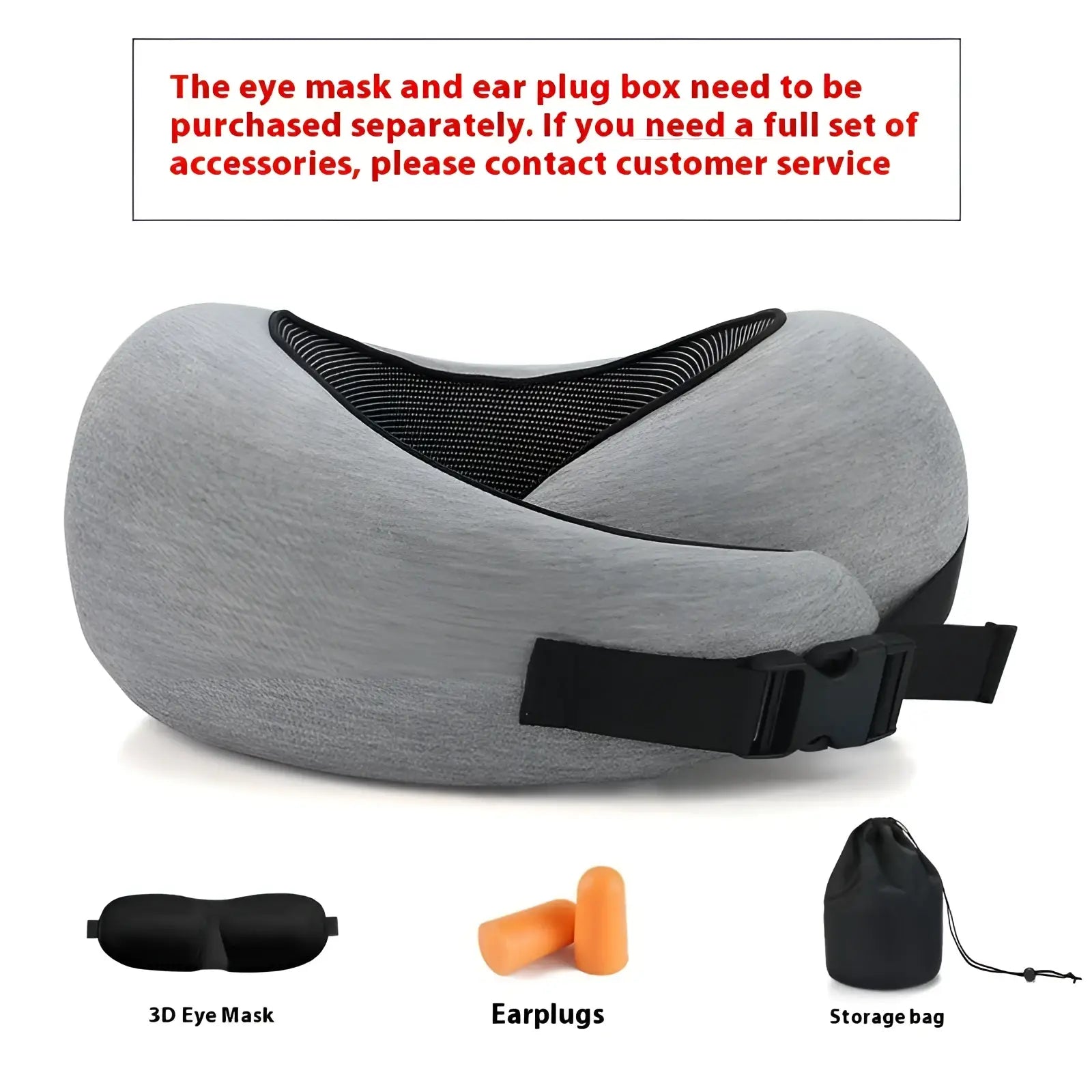 Gray memory foam travel neck pillow with black mesh and strap accents for adjustable support and comfort