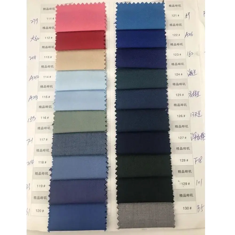 A collection of fabric swatches in various colors and textures for men suits with notched lapel and closure type options