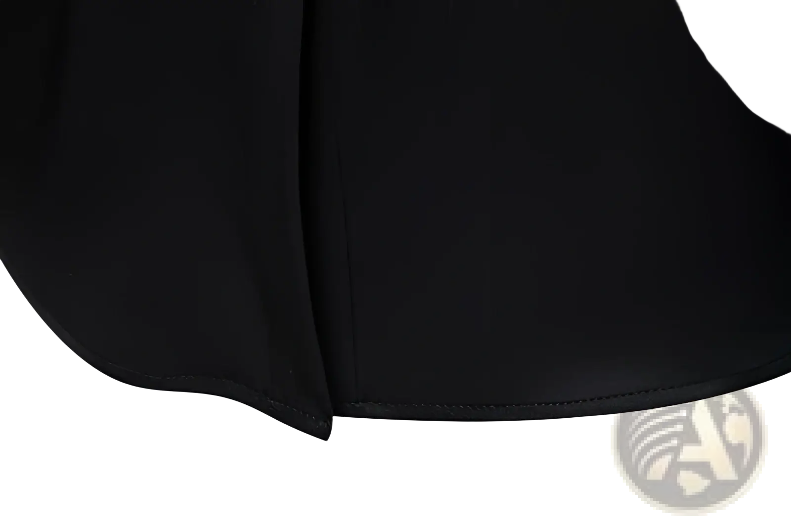 Black men asymmetrical slant collar long sleeve casual shirt with smooth glossy fabric and neat hem stitching