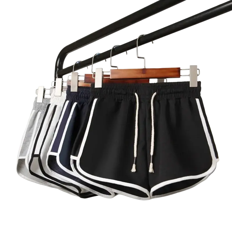 Men athletic shorts 3-pack featuring black fabric with white trim and a drawstring waistband for running pants