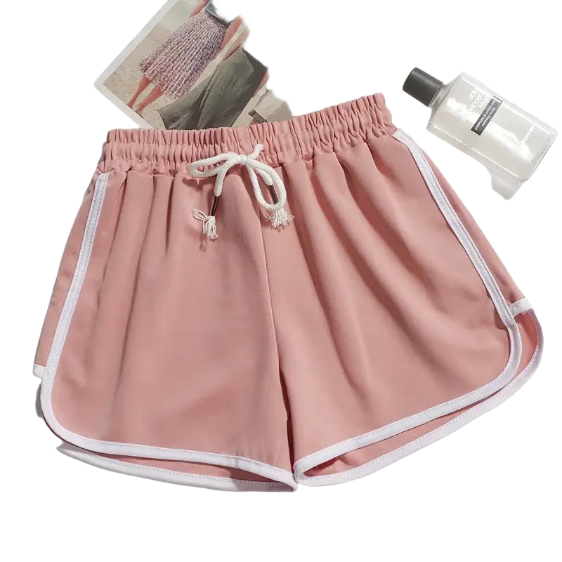 Men athletic shorts 3-pack featuring pink athletic shorts with white trim and a drawstring waistband for running