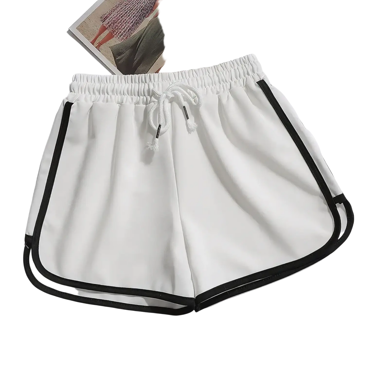 Men athletic shorts 3-pack white with black side stripes and drawstring waistband designed for running use