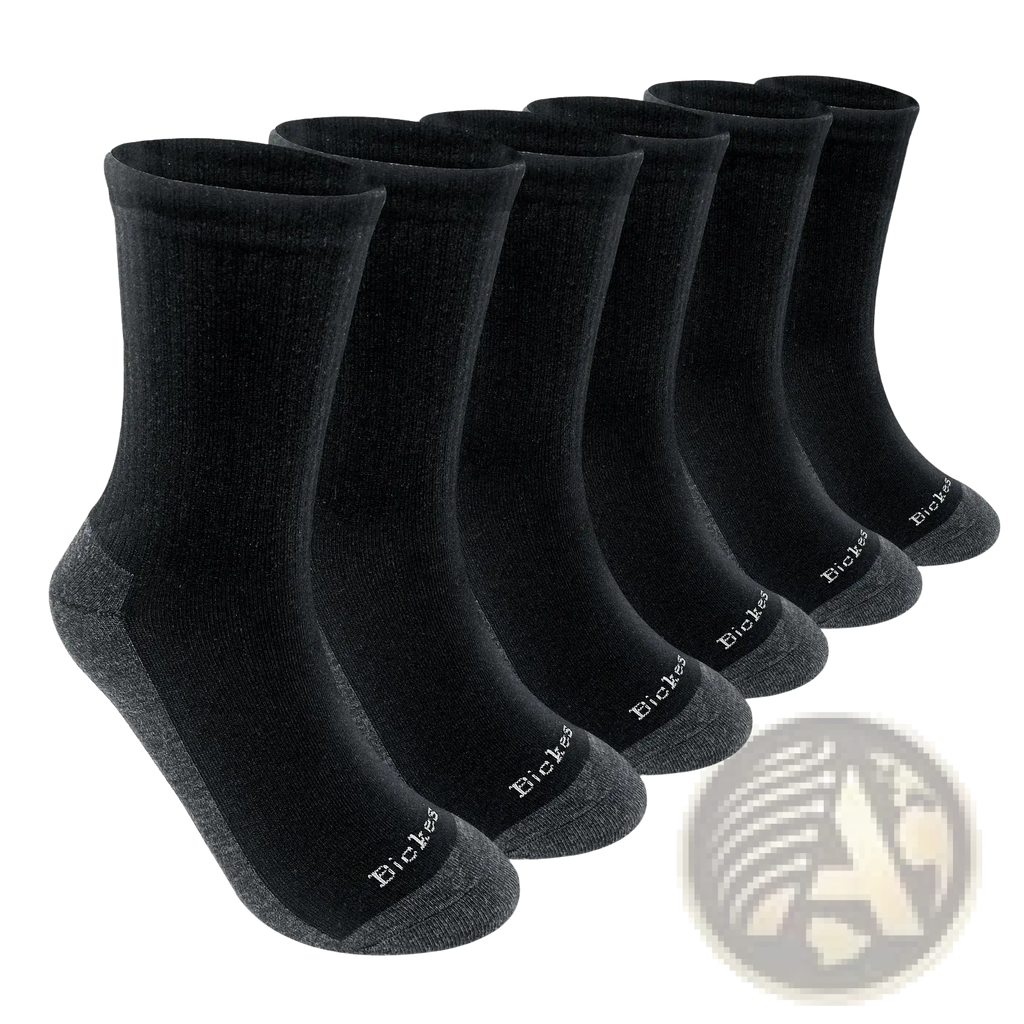 Men athletic breathable cotton crew socks in black with gray toe and heel accents for comfort and durability