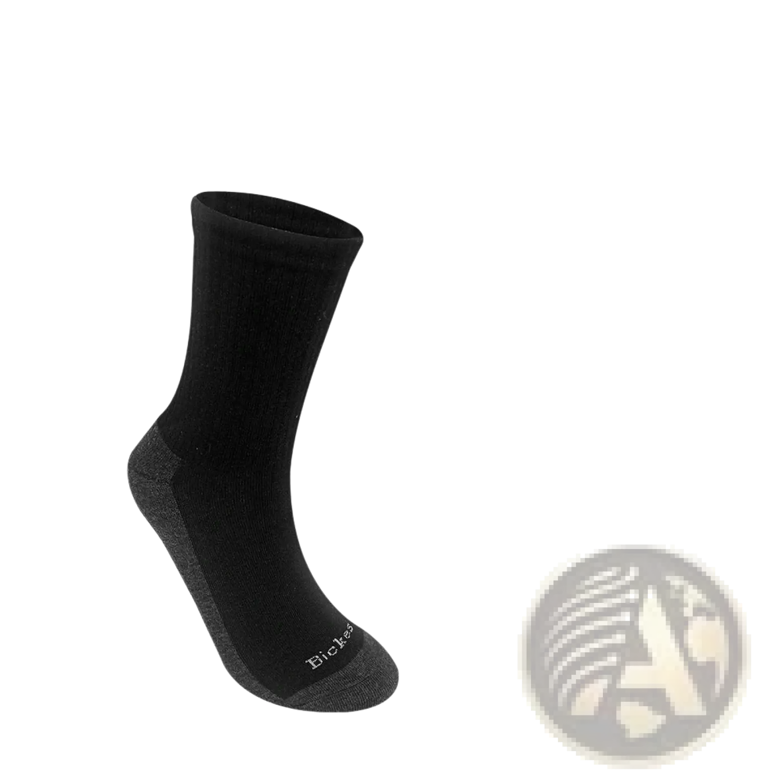 Men athletic crew sock in black breathable cotton with ribbed cuff and reinforced heel for active use