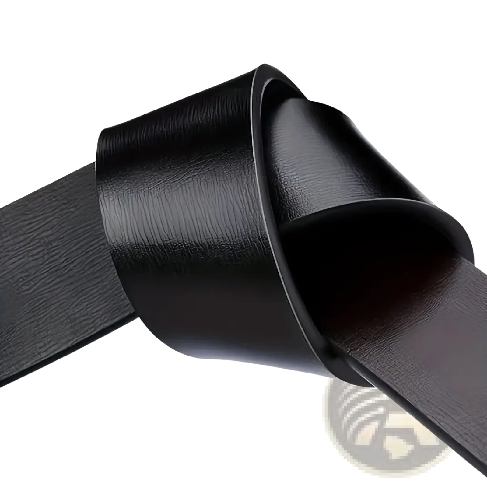 Black leather men automatic buckle synthetic leather belt with smooth slightly textured surface and minimalist design