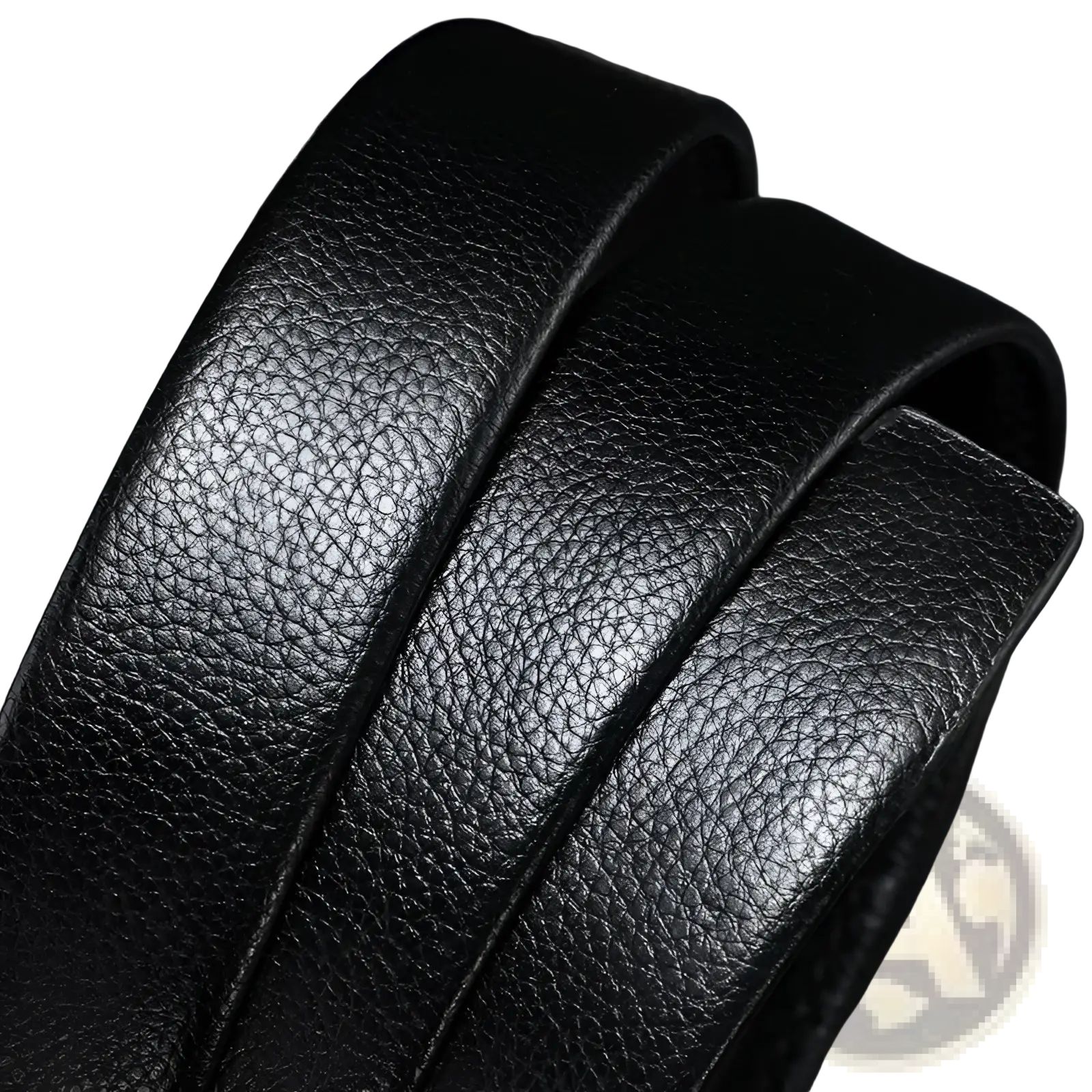 Men automatic leather belt in black with a textured pebbled surface made of genuine leather