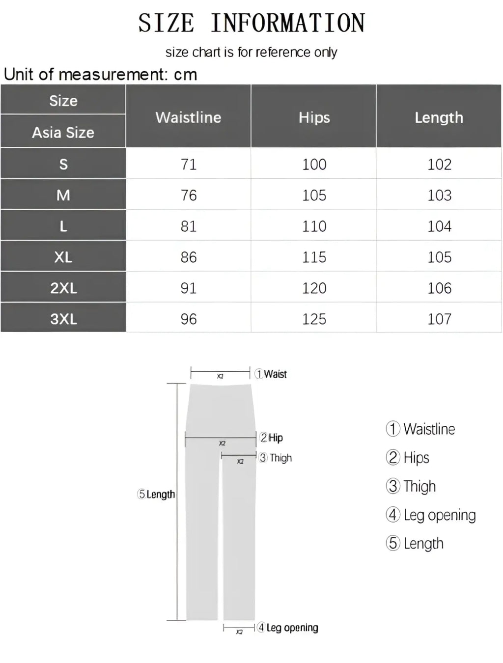 Size chart in centimeters for men baggy y2k wide leg denim jeans with straight-leg cut in sizes s through 3xl