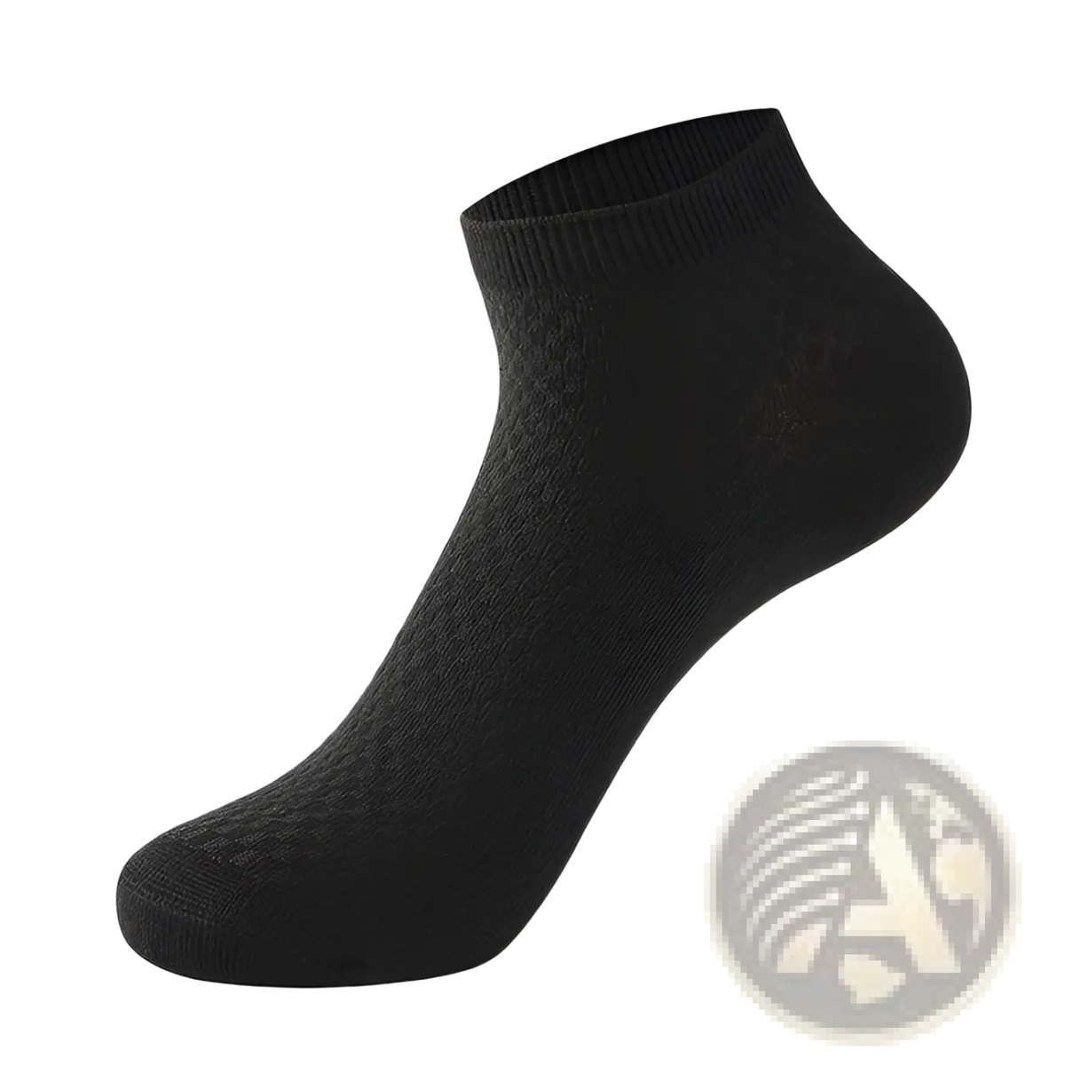 Men bamboo fiber black ankle socks with ribbed cuff and subtle textured pattern in a 4 pack set