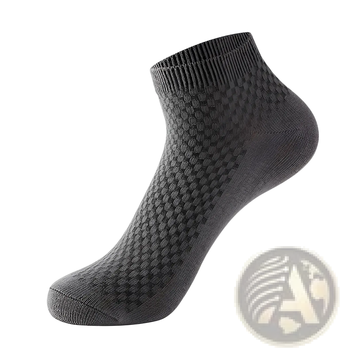 Dark gray men bamboo fiber ankle sock with subtle checkered knit pattern in a 4 pack set