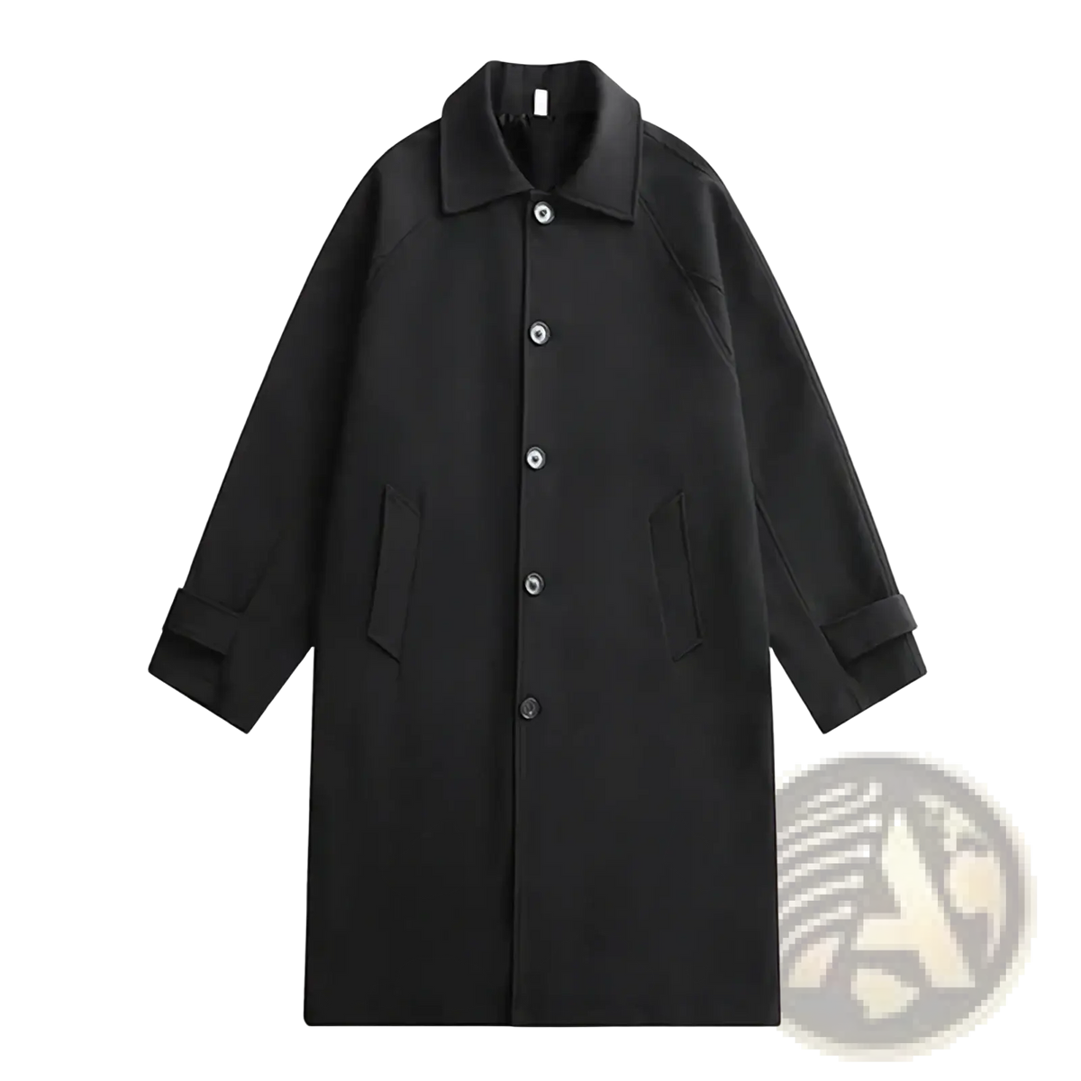 Men beige trench coat classic business outerwear in black with silver buttons side pockets and classic collar