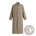 Men beige trench coat with classic collar front button closure and subtle seam detailing for business outerwear