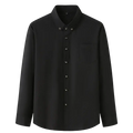 Men big dress long sleeve black shirt with collar and silver buttons formal workwear dress shirts