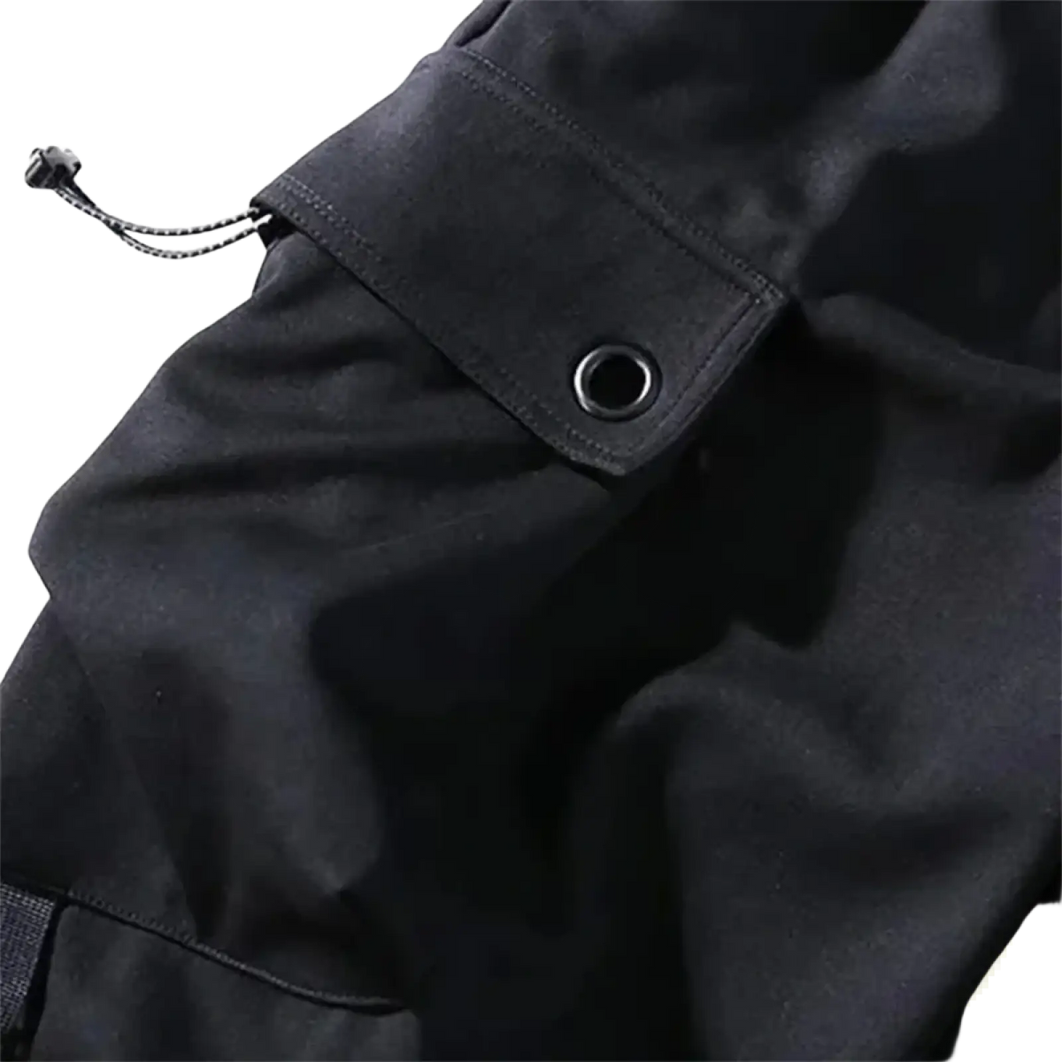 Men black cargo jogger pants with durable fabric and reinforced stitching designed for multiple pockets and rugged use